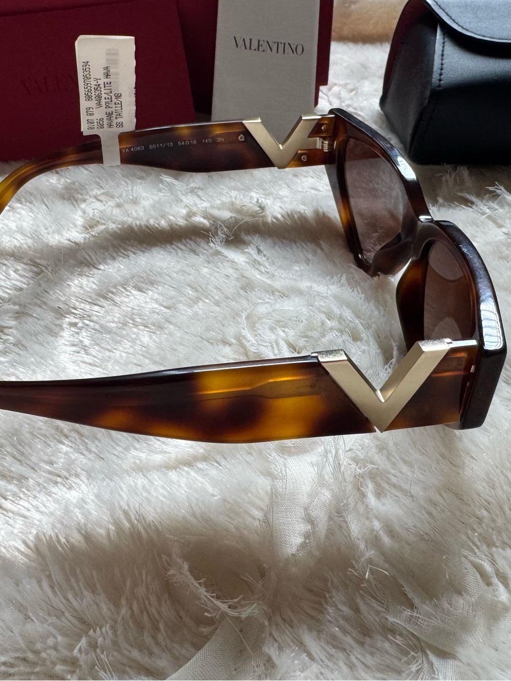 Valentino Tortoiseshell Cat Eye Sunglasses with Gold Accent - Picture 5 of 9
